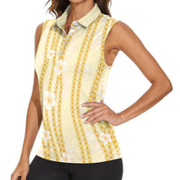Hawaii Queen Liliuokalani Women Sleeveless Polo Shirt Gold Lei Pua Kalaunu LT05 - Polynesian Pride