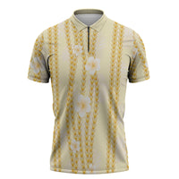 Hawaii Queen Liliuokalani Zipper Polo Shirt Gold Lei Pua Kalaunu LT05 Gold - Polynesian Pride