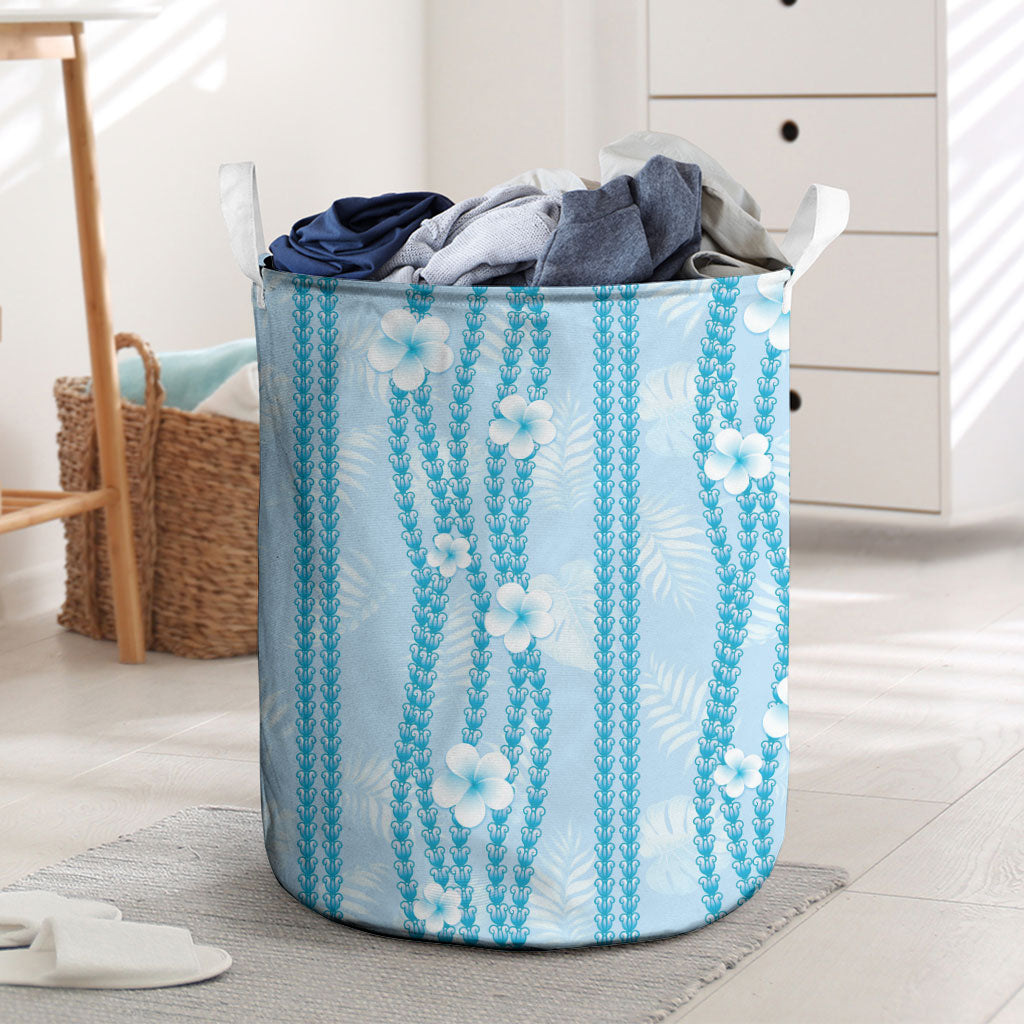 Hawaii Queen Liliuokalani Laundry Basket Blue Lei Pua Kalaunu