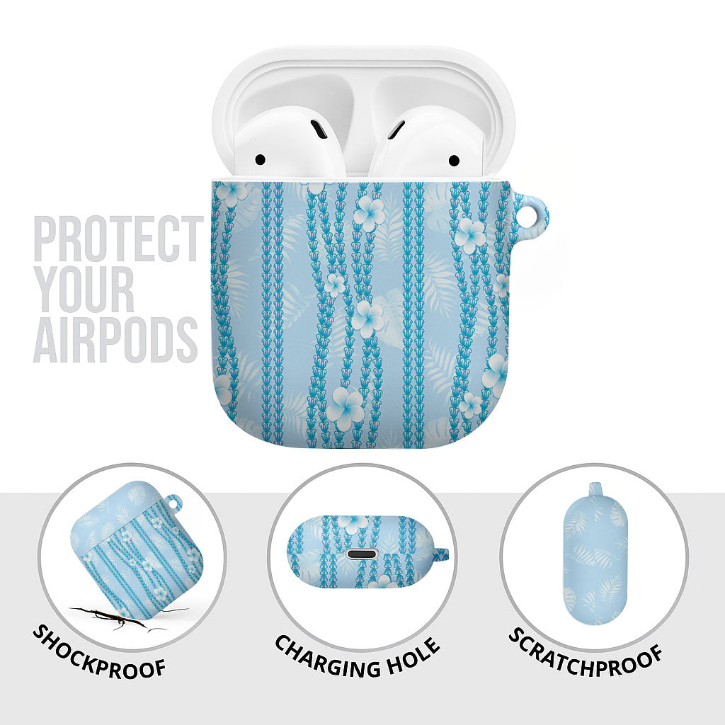 Hawaii Queen Liliuokalani AirPods Case Blue Lei Pua Kalaunu LT05 - Polynesian Pride