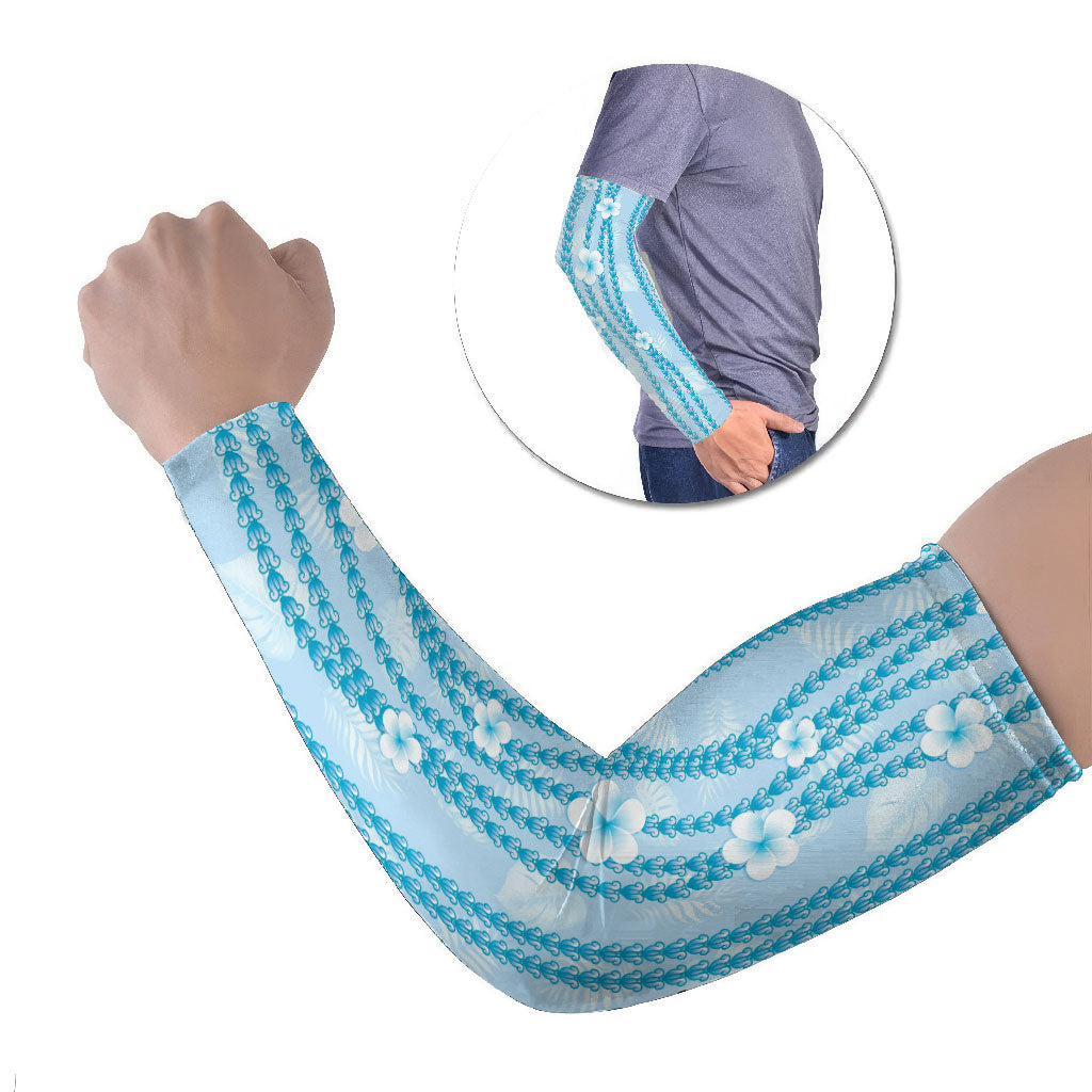Hawaii Queen Liliuokalani Arm Sleeves Blue Lei Pua Kalaunu