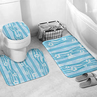 Hawaii Queen Liliuokalani Bathroom Set Blue Lei Pua Kalaunu LT05 Mat Set Only (3 pcs) One Size Blue - Polynesian Pride