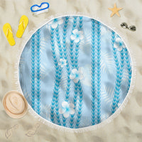 Hawaii Queen Liliuokalani Beach Blanket Blue Lei Pua Kalaunu LT05 One Size 150cm Blue - Polynesian Pride