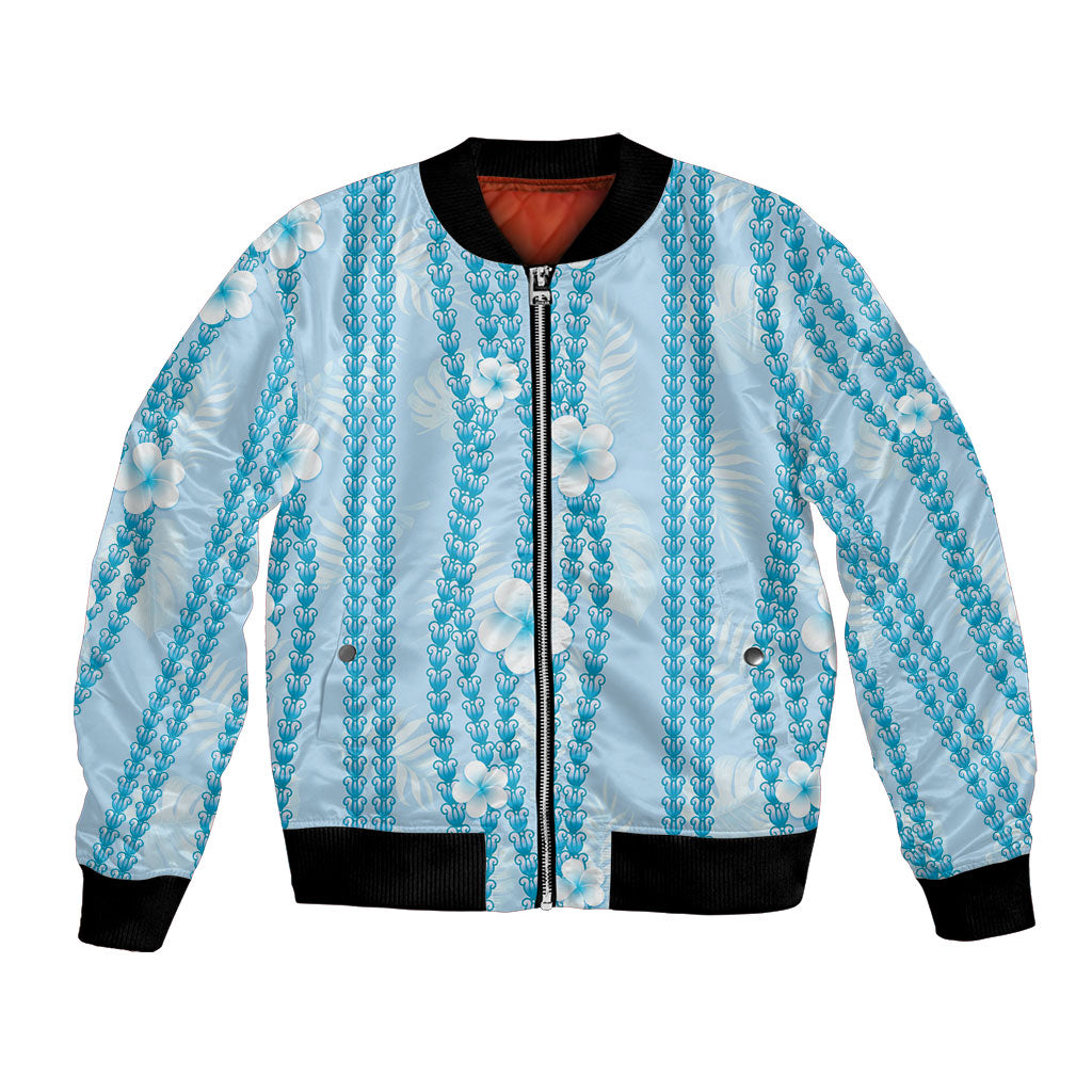 Hawaii Queen Liliuokalani Bomber Jacket Blue Lei Pua Kalaunu LT05 Unisex Blue - Polynesian Pride