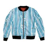 Hawaii Queen Liliuokalani Bomber Jacket Blue Lei Pua Kalaunu LT05 Unisex Blue - Polynesian Pride