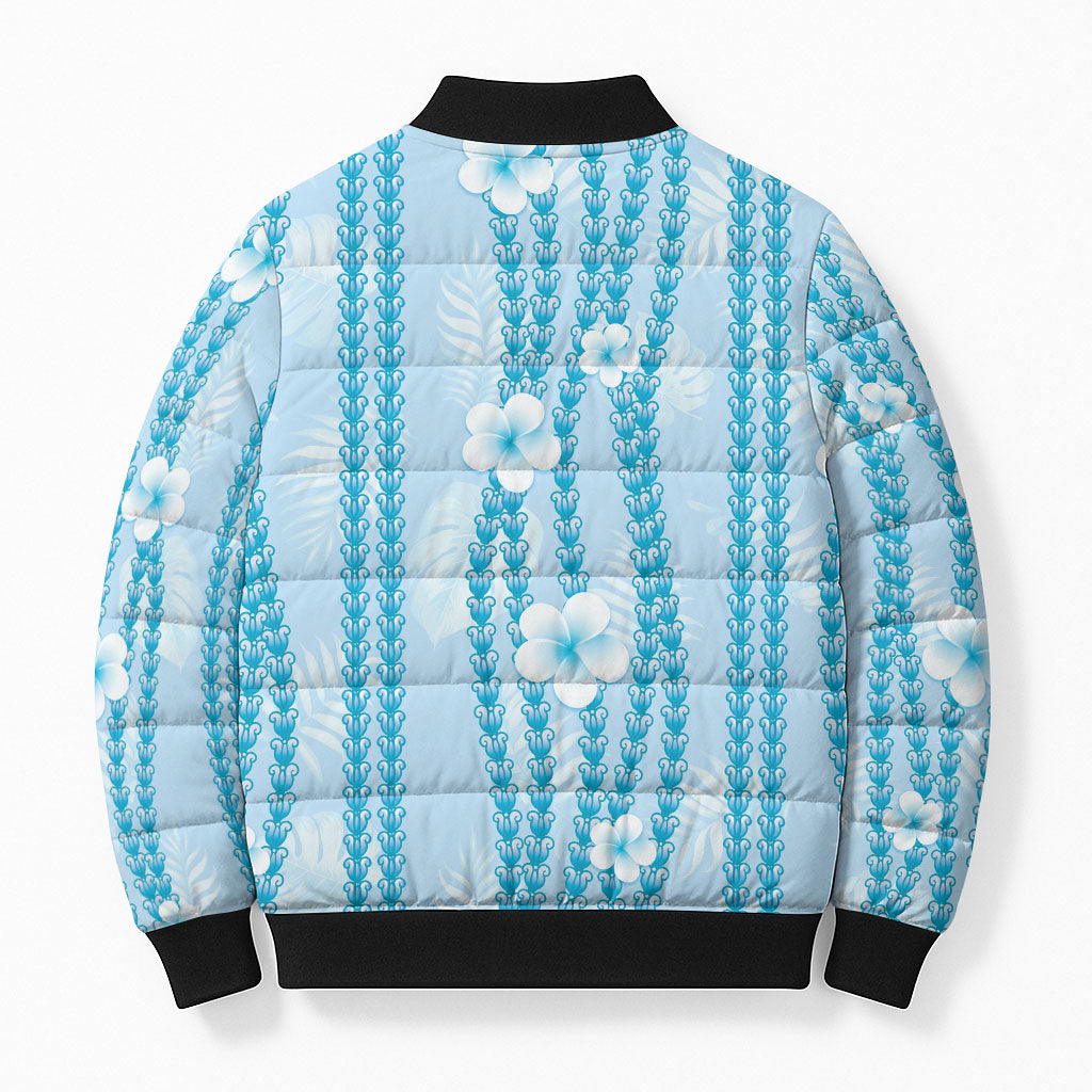 Hawaii Queen Liliuokalani Bomber Puffer Jacket Blue Lei Pua Kalaunu LT05 - Polynesian Pride