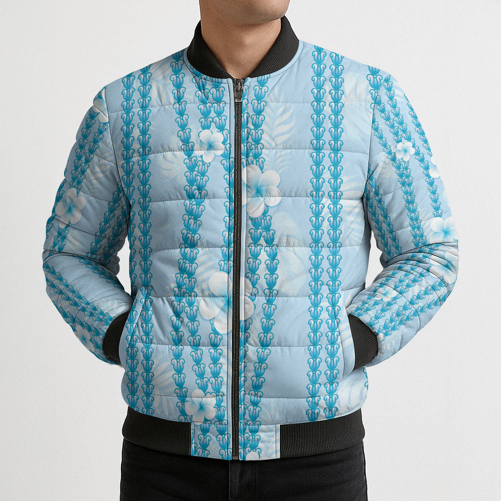 Hawaii Queen Liliuokalani Bomber Puffer Jacket Blue Lei Pua Kalaunu LT05 - Polynesian Pride