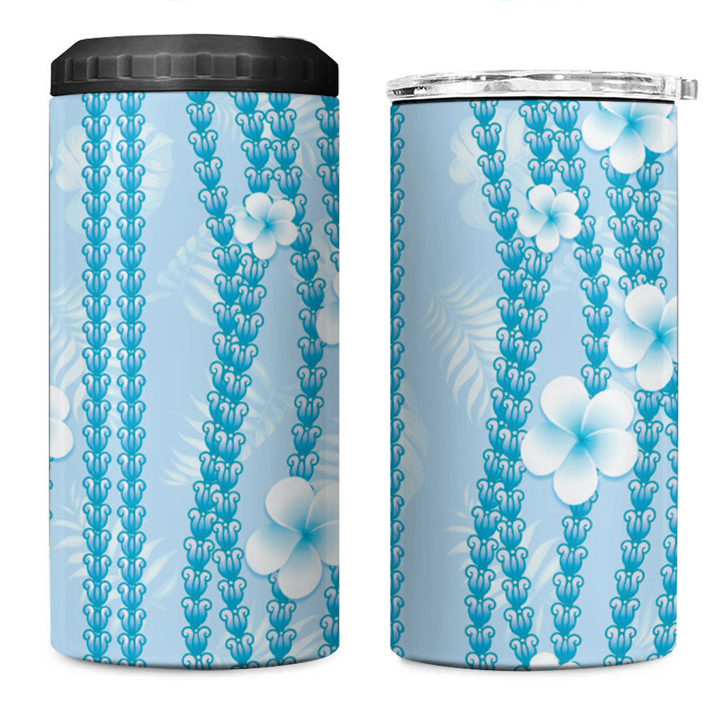 Hawaii Queen Liliuokalani 4 in 1 Can Cooler Tumbler Blue Lei Pua Kalaunu