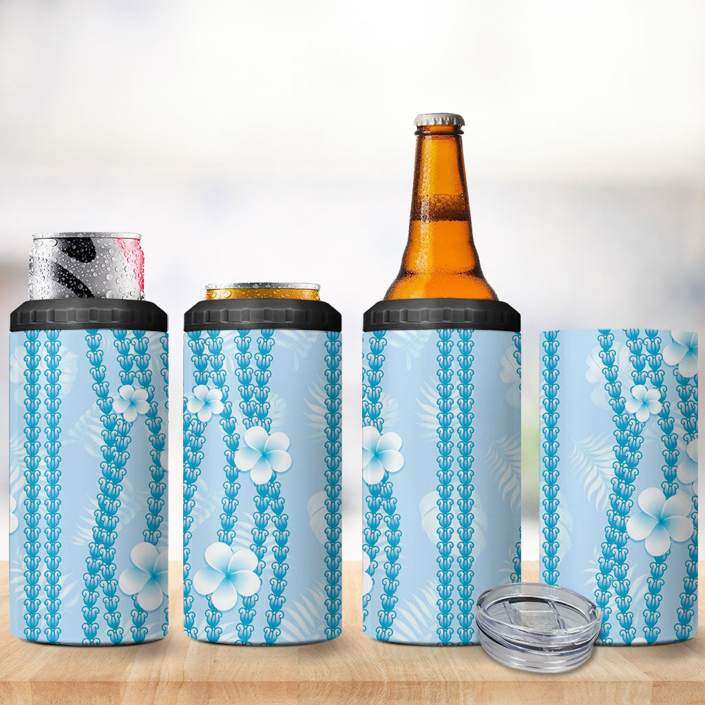 Hawaii Queen Liliuokalani 4 in 1 Can Cooler Tumbler Blue Lei Pua Kalaunu LT05 - Polynesian Pride