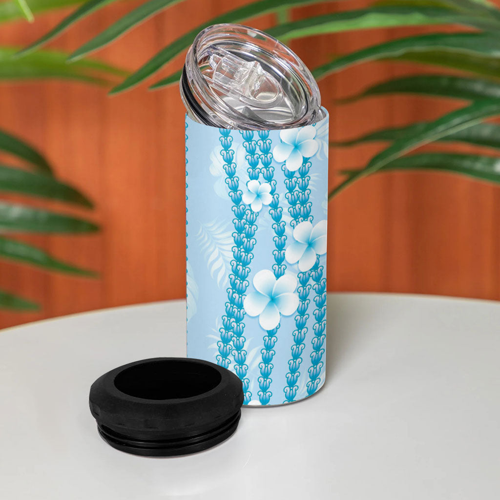 Hawaii Queen Liliuokalani 4 in 1 Can Cooler Tumbler Blue Lei Pua Kalaunu LT05 - Polynesian Pride