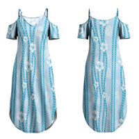 Hawaii Queen Liliuokalani Couples Matching Summer Maxi Dress and Long Sleeve Button Shirt Blue Lei Pua Kalaunu LT05 - Polynesian Pride