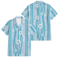 Hawaii Queen Liliuokalani Family Matching Long Sleeve Bodycon Dress and Hawaiian Shirt Blue Lei Pua Kalaunu LT05 Dad's Shirt - Short Sleeve Blue - Polynesian Pride