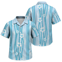 Hawaii Queen Liliuokalani Family Matching Long Sleeve Bodycon Dress and Hawaiian Shirt Blue Lei Pua Kalaunu LT05 Son's Shirt Blue - Polynesian Pride