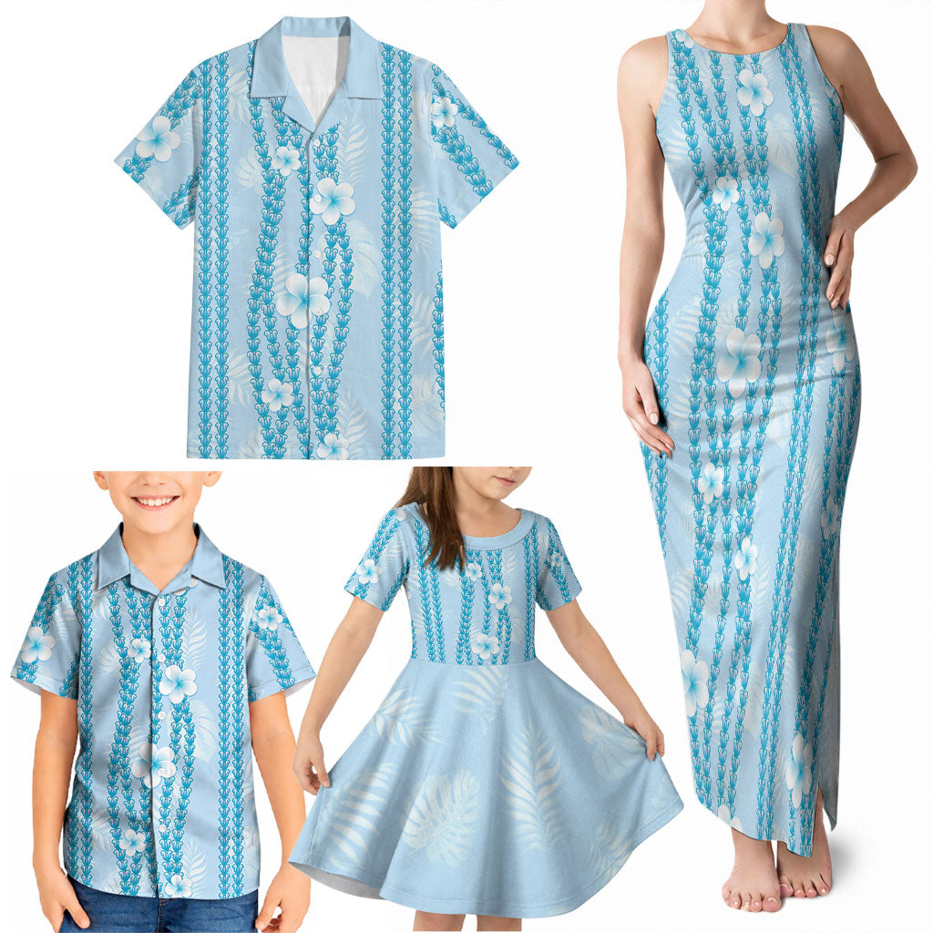 Hawaii Queen Liliuokalani Family Matching Tank Maxi Dress and Hawaiian Shirt Blue Lei Pua Kalaunu LT05 - Polynesian Pride