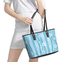Hawaii Queen Liliuokalani Leather Tote Bag Blue Lei Pua Kalaunu LT05 - Polynesian Pride