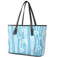 Hawaii Queen Liliuokalani Leather Tote Bag Blue Lei Pua Kalaunu LT05 - Polynesian Pride