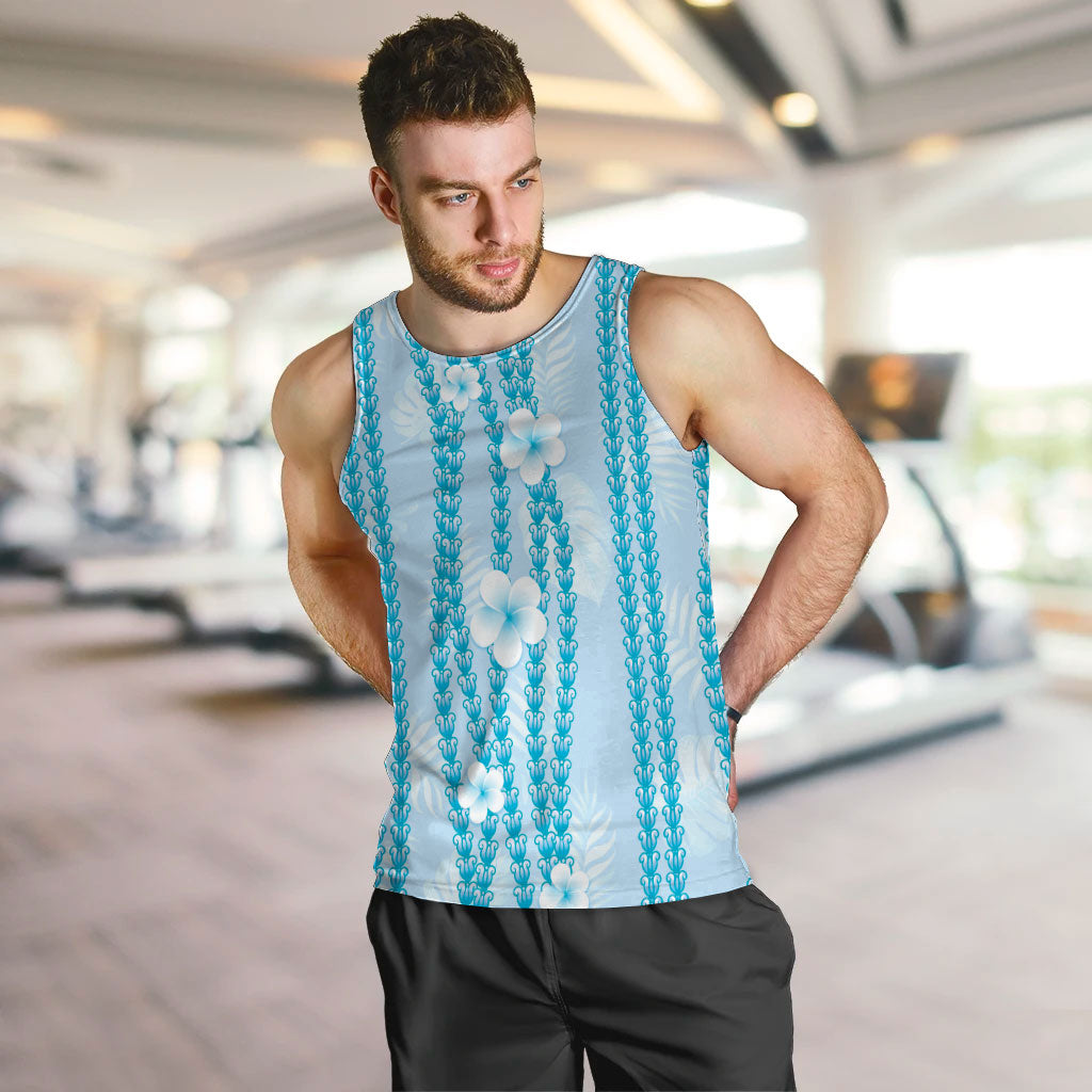 Hawaii Queen Liliuokalani Men Tank Top Blue Lei Pua Kalaunu