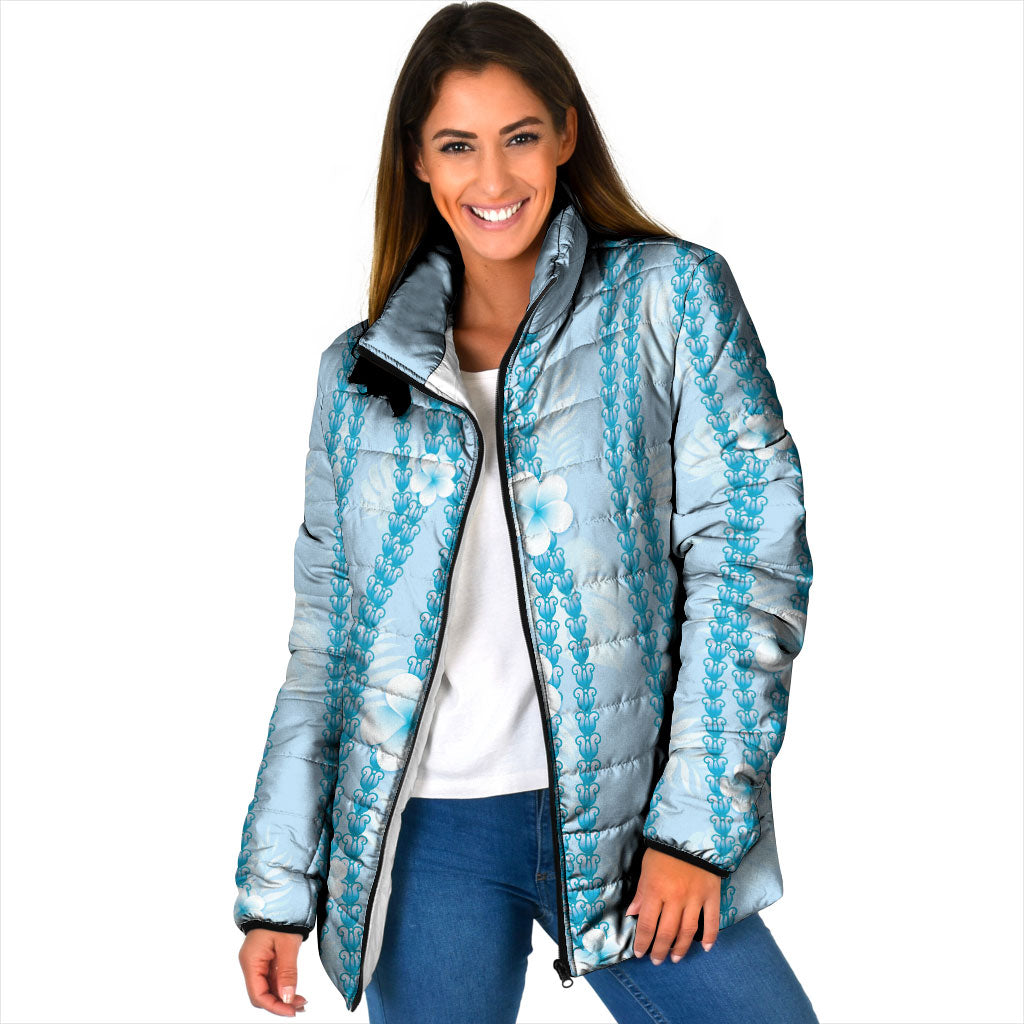 Hawaii Queen Liliuokalani Padded Jacket Blue Lei Pua Kalaunu LT05 Women Blue - Polynesian Pride