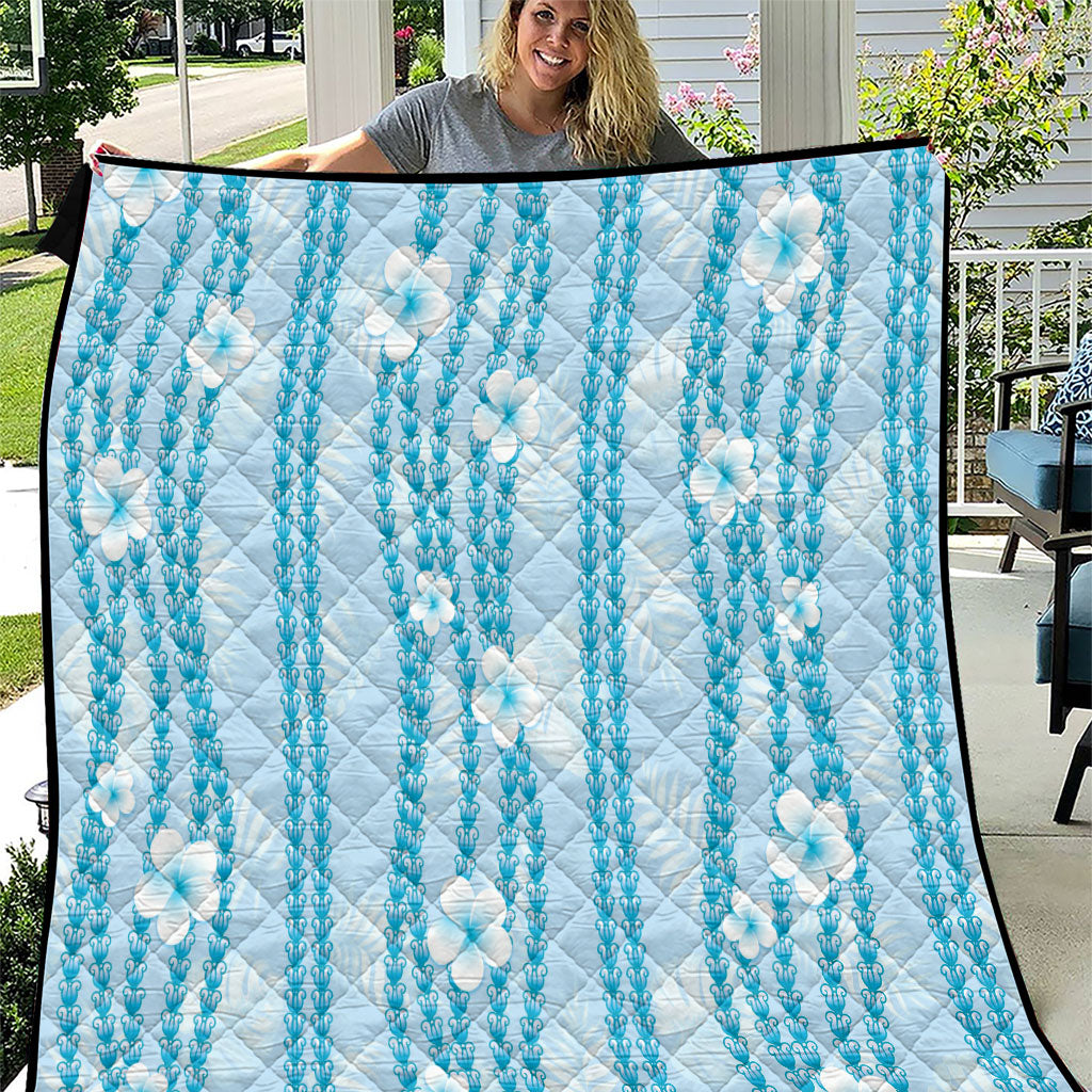 Hawaii Queen Liliuokalani Quilt Blue Lei Pua Kalaunu LT05 Blue - Polynesian Pride
