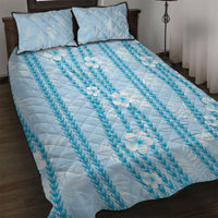 Hawaii Queen Liliuokalani Quilt Bed Set Blue Lei Pua Kalaunu LT05 Blue - Polynesian Pride