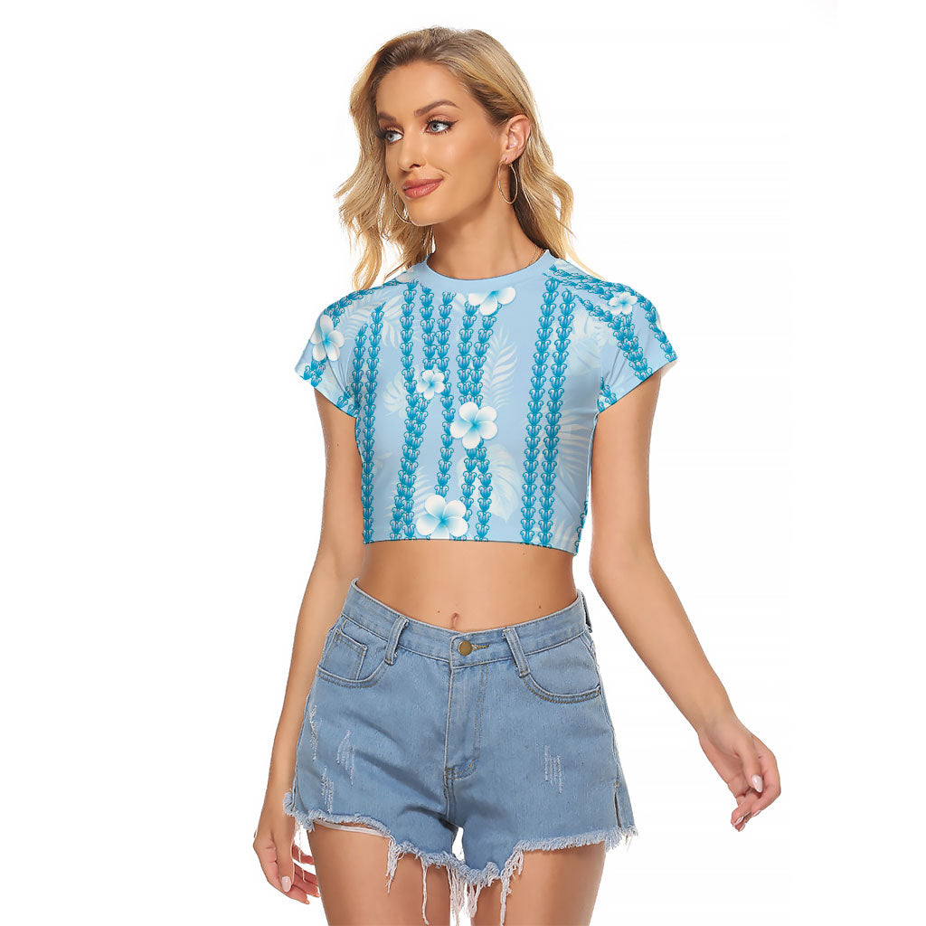 Hawaii Queen Liliuokalani Raglan Cropped T Shirt Blue Lei Pua Kalaunu
