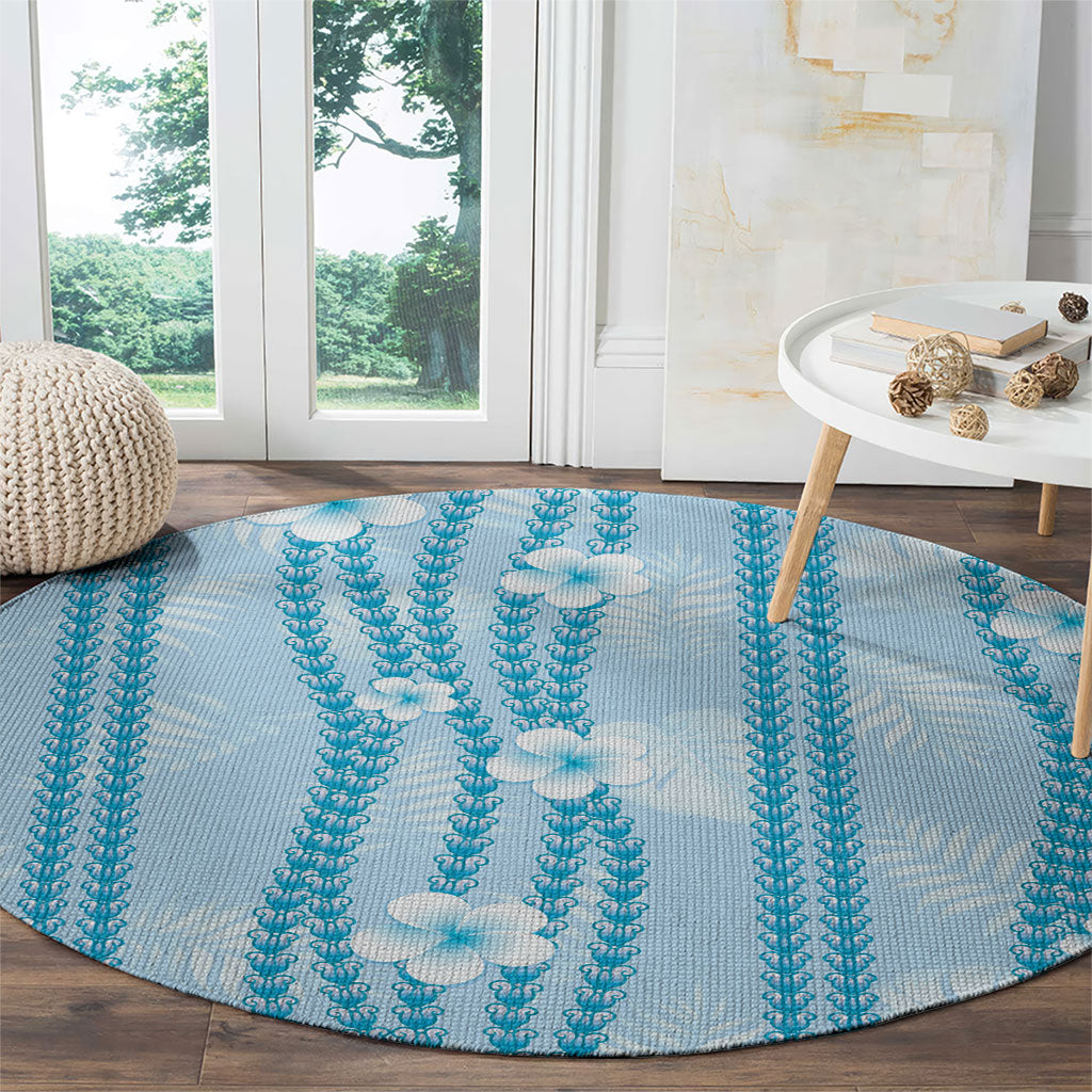 Hawaii Queen Liliuokalani Round Carpet Blue Lei Pua Kalaunu LT05 - Polynesian Pride