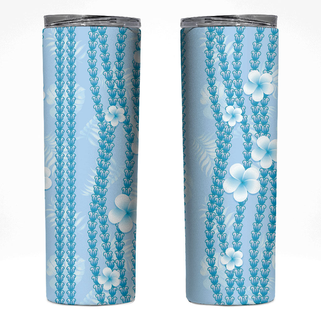 Hawaii Queen Liliuokalani Skinny Tumbler Blue Lei Pua Kalaunu