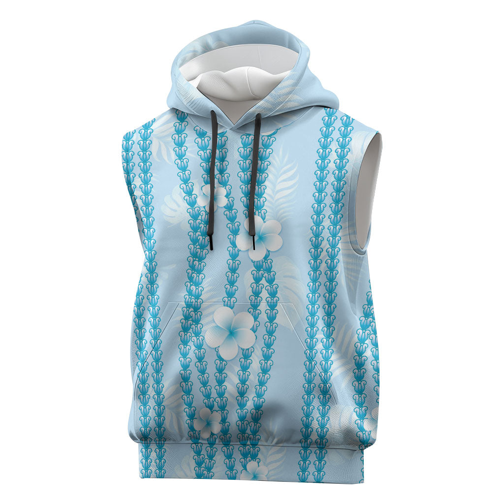 Hawaii Queen Liliuokalani Sleeveless Hoodie Blue Lei Pua Kalaunu LT05 Blue - Polynesian Pride