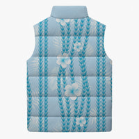 Hawaii Queen Liliuokalani Sleeveless Puffer Jacket Blue Lei Pua Kalaunu LT05 - Polynesian Pride