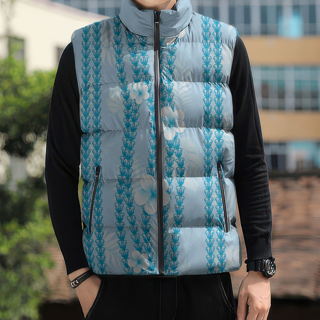 Hawaii Queen Liliuokalani Sleeveless Puffer Jacket Blue Lei Pua Kalaunu LT05 - Polynesian Pride