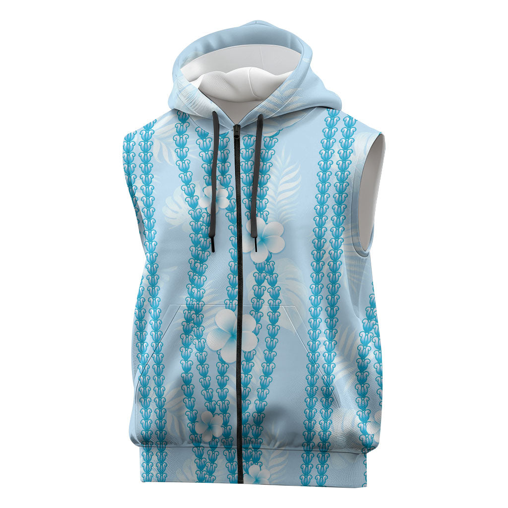 Hawaii Queen Liliuokalani Sleeveless Zip Hoodie Blue Lei Pua Kalaunu LT05 Blue - Polynesian Pride