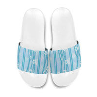 Hawaii Queen Liliuokalani Slide Sandals Blue Lei Pua Kalaunu LT05 Blue - Polynesian Pride