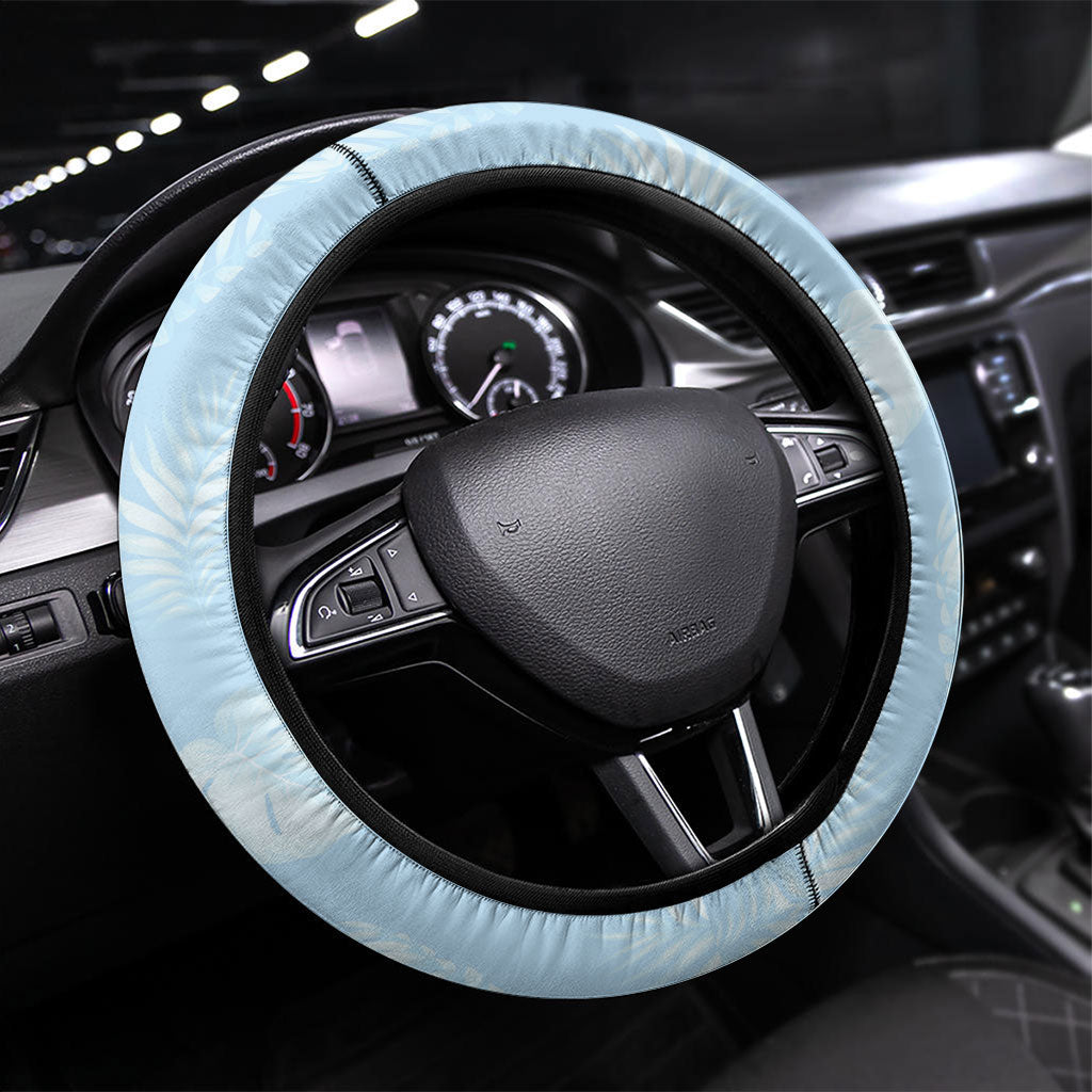 Hawaii Queen Liliuokalani Steering Wheel Cover Blue Lei Pua Kalaunu LT05 Universal Fit Blue - Polynesian Pride