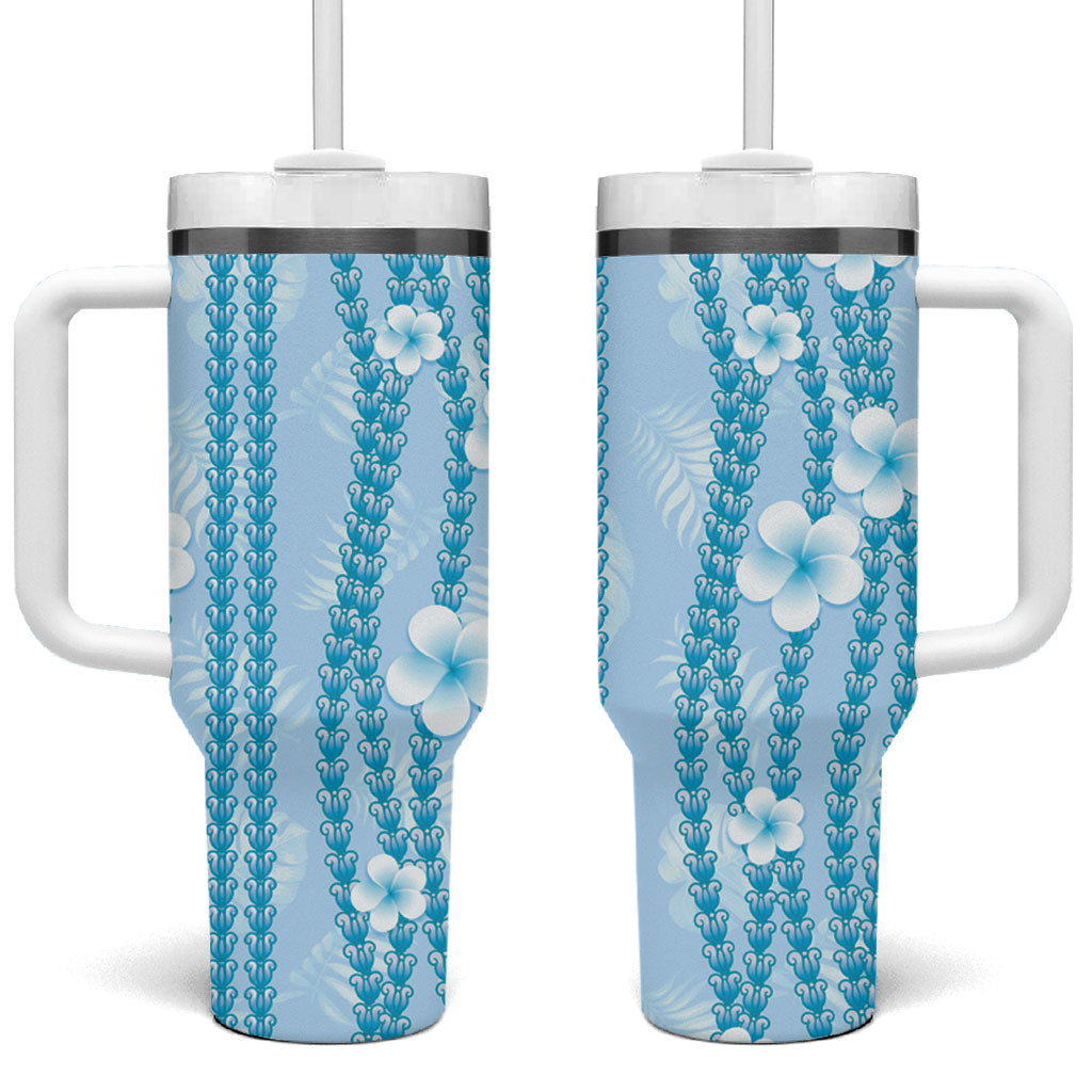 Hawaii Queen Liliuokalani Tumbler With Handle Blue Lei Pua Kalaunu