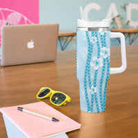 Hawaii Queen Liliuokalani Tumbler With Handle Blue Lei Pua Kalaunu LT05 - Polynesian Pride