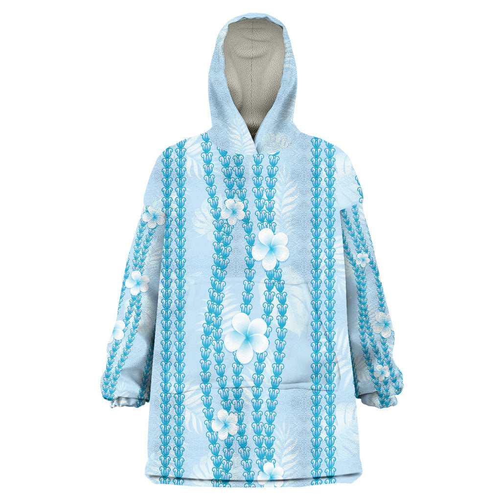 Hawaii Queen Liliuokalani Wearable Blanket Hoodie Blue Lei Pua Kalaunu