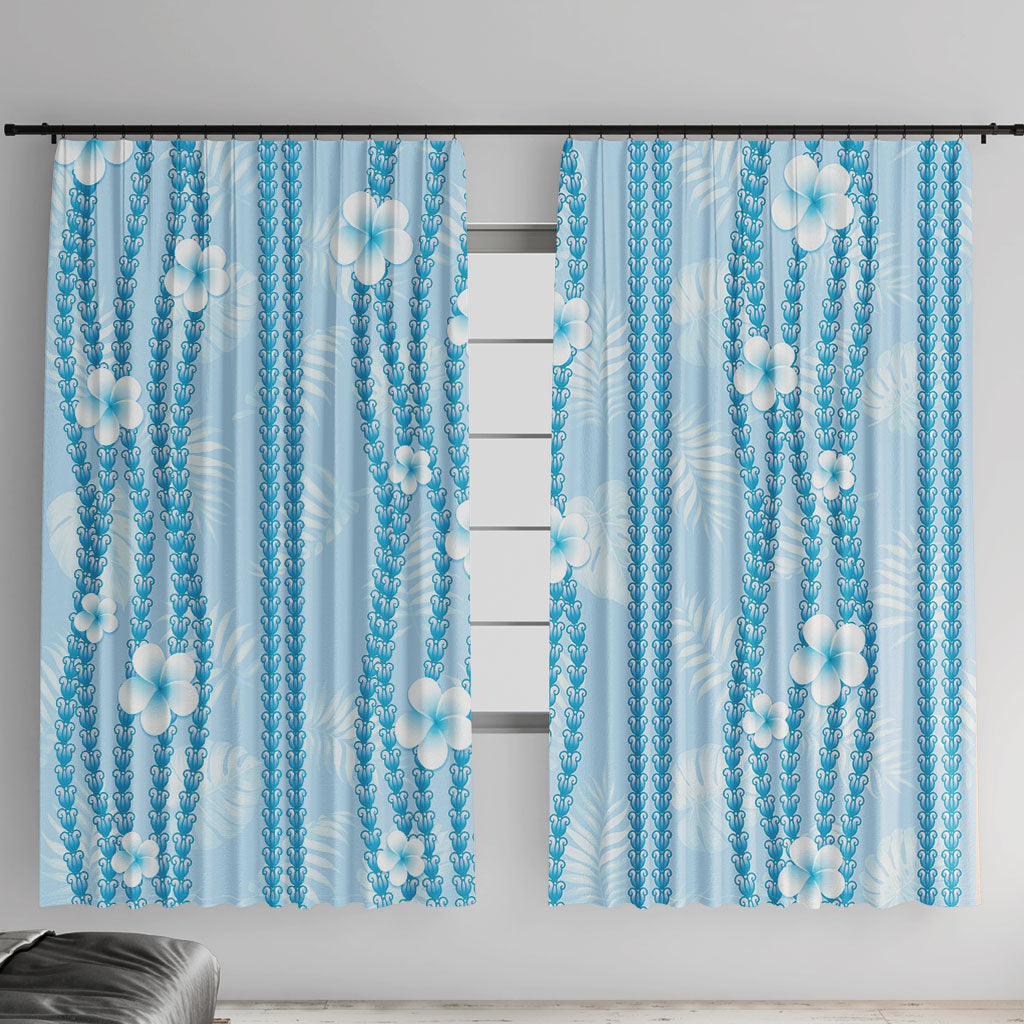 Hawaii Queen Liliuokalani Window Curtain Blue Lei Pua Kalaunu LT05 With Hooks Blue - Polynesian Pride