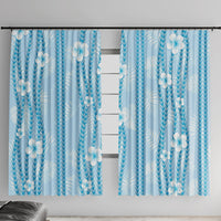 Hawaii Queen Liliuokalani Window Curtain Blue Lei Pua Kalaunu LT05 With Hooks Blue - Polynesian Pride
