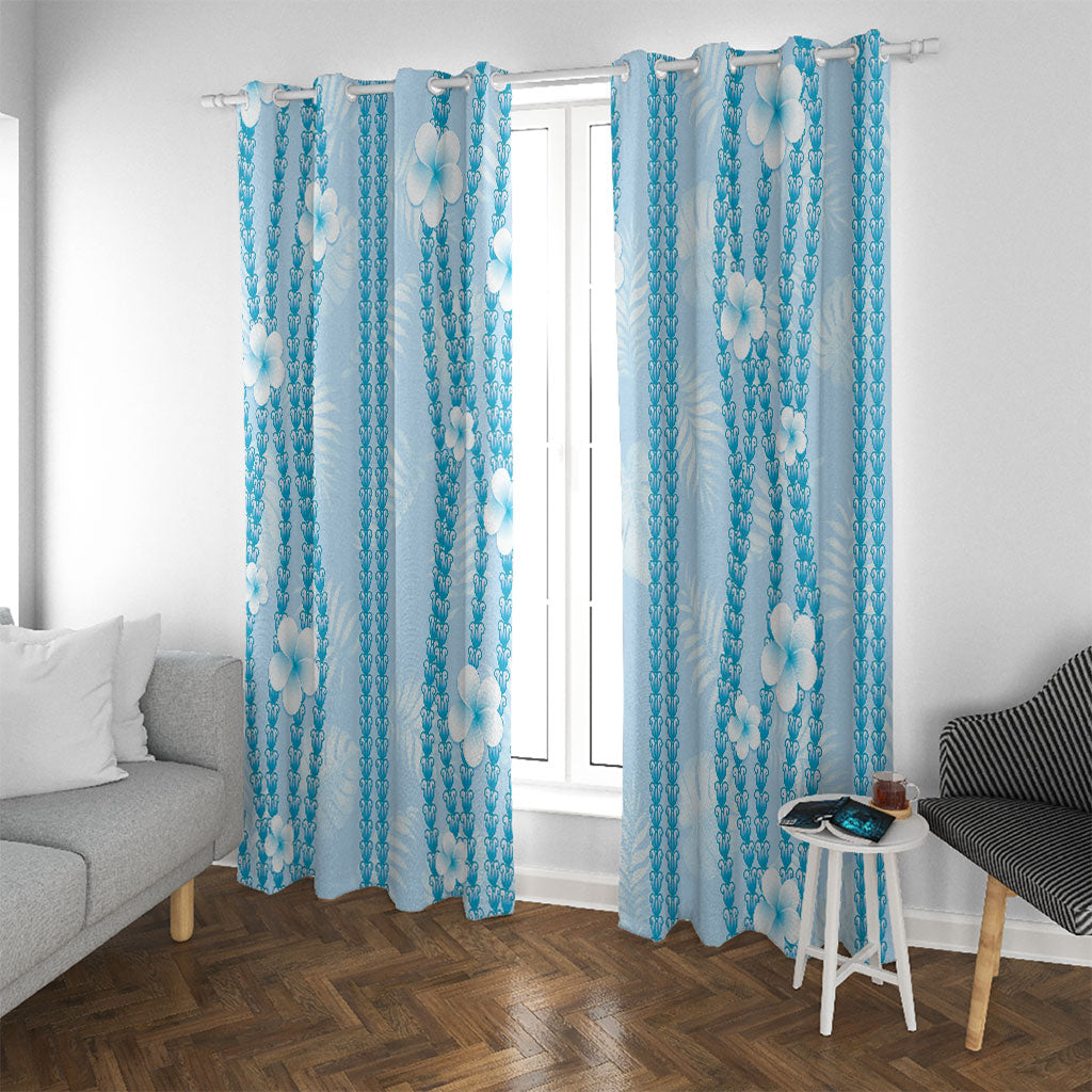 Hawaii Queen Liliuokalani Window Curtain Blue Lei Pua Kalaunu LT05 With Grommets Blue - Polynesian Pride
