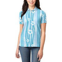 Hawaii Queen Liliuokalani Women Polo Shirt Blue Lei Pua Kalaunu LT05 - Polynesian Pride