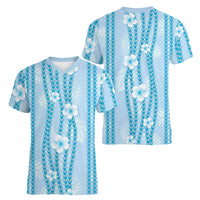 Hawaii Queen Liliuokalani Women V-Neck T-Shirt Blue Lei Pua Kalaunu LT05 - Polynesian Pride