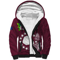 Cook Islands Mangaia Sherpa Hoodie Coat Of Arms Plumeria Polynesian Turtle LT05 Unisex Pink - Polynesian Pride
