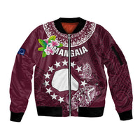 Cook Islands Mangaia Sleeve Zip Bomber Jacket Coat Of Arms Plumeria Polynesian Turtle LT05 Unisex Pink - Polynesian Pride