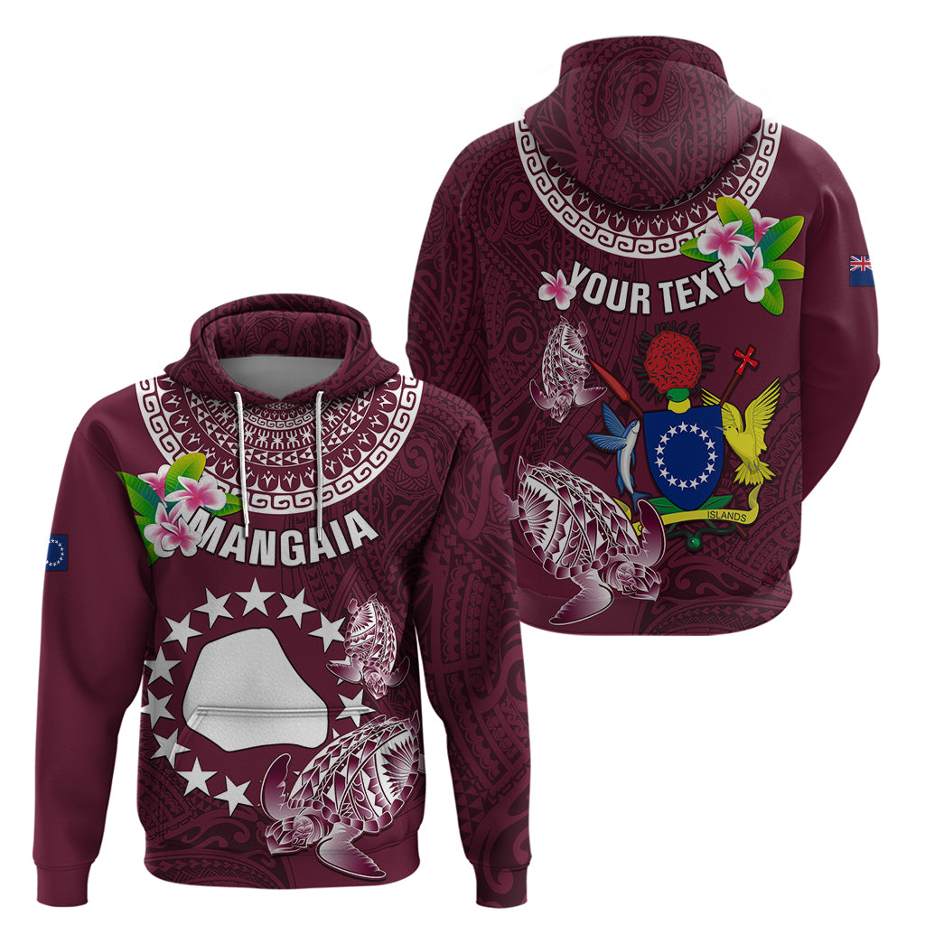 Personalized Cook Islands Mangaia Hoodie Coat Of Arms Plumeria Polynesian Turtle LT05 - Polynesian Pride