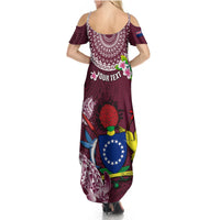 Personalized Cook Islands Mangaia Summer Maxi Dress Coat Of Arms Plumeria Polynesian Turtle LT05 - Polynesian Pride