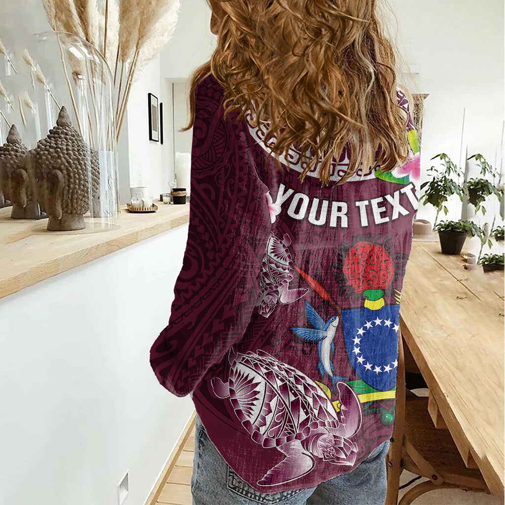 Personalized Cook Islands Mangaia Women Casual Shirt Coat Of Arms Plumeria Polynesian Turtle LT05 - Polynesian Pride