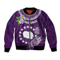 Cook Islands Rarotonga Bomber Jacket Coat Of Arms Plumeria Polynesian Turtle LT05 Unisex Purple - Polynesian Pride