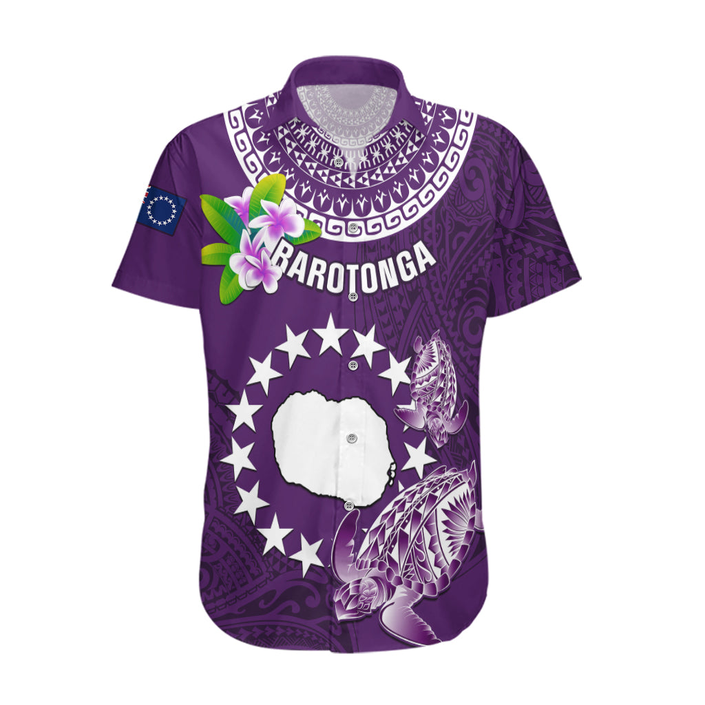 Cook Islands Rarotonga Hawaiian Shirt Coat Of Arms Plumeria Polynesian Turtle LT05 Purple - Polynesian Pride