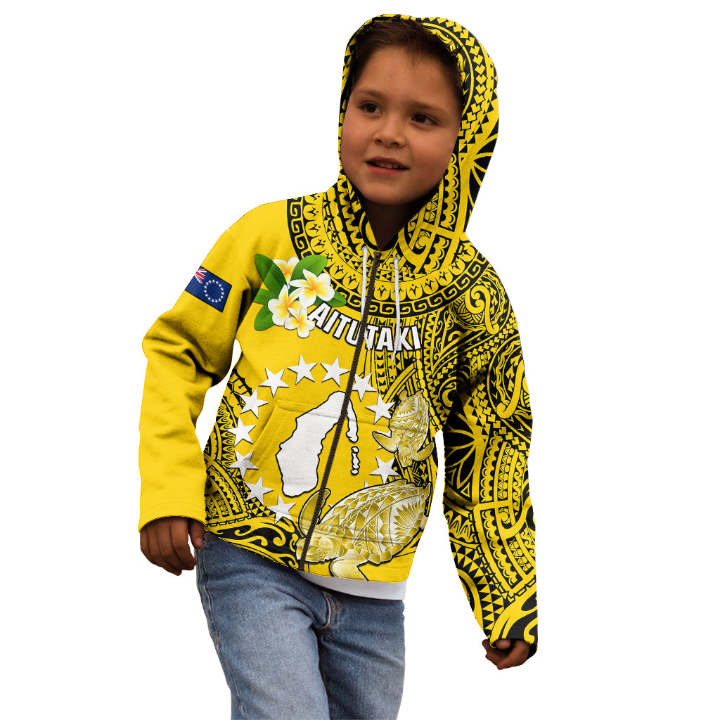 Personalized Cook Islands Aitutaki Kid Hoodie Coat Of Arms Plumeria Polynesian Turtle LT05 - Polynesian Pride