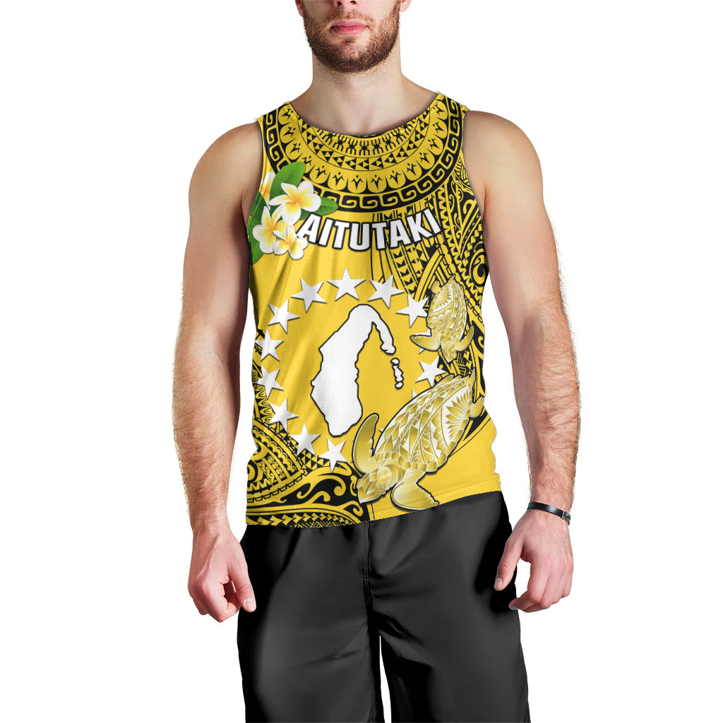 Personalized Cook Islands Aitutaki Men Tank Top Coat Of Arms Plumeria Polynesian Turtle LT05 - Polynesian Pride
